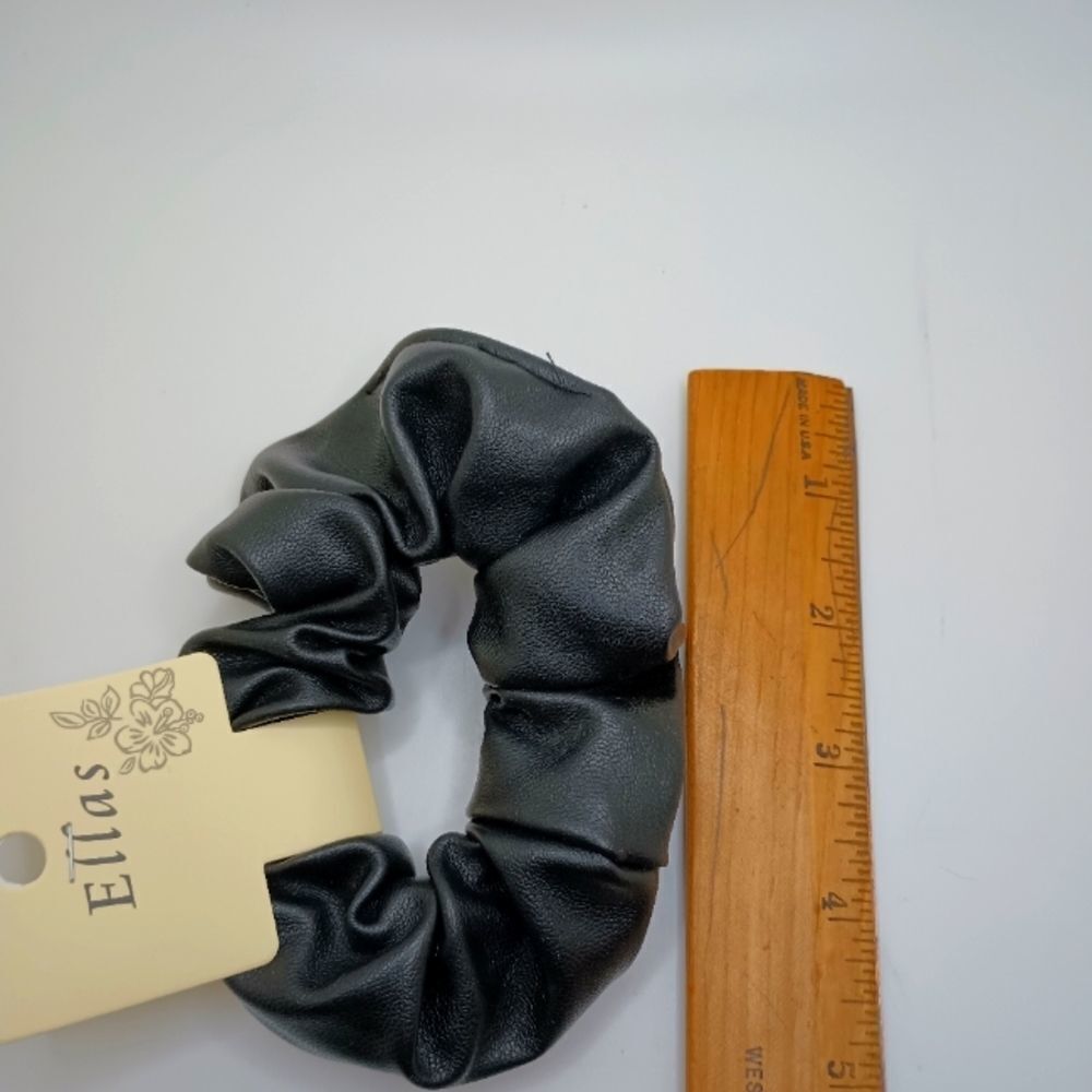 BLACK Vegan leather scrunchie